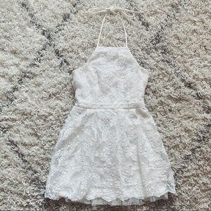 White Lace Halter Dress